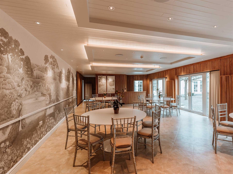 The Garden room can accommodate dining for up to 48 Guests and versitle enough to be used as a studio space or conference area.