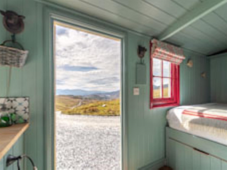 Views from the door of Barlwyd Off Grid Glamping Huts in North Wales
