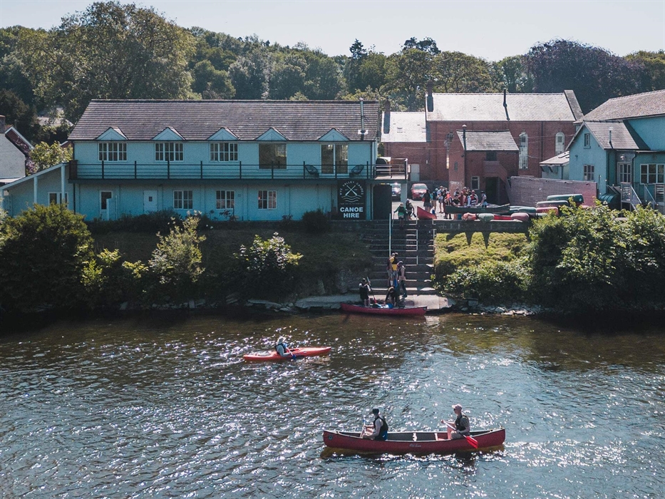 Wye Valley Canoes private launching site in Glasbury-on-Wye