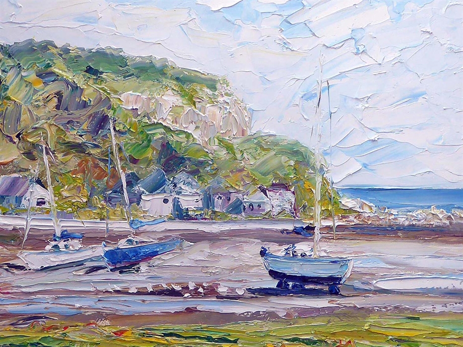 Red Wharf Bay by Alan Knight - Pallette knife Oil. Oriel Llanteglos Gallery, Llanteglos Estate, Llanteg, Pembrokeshire