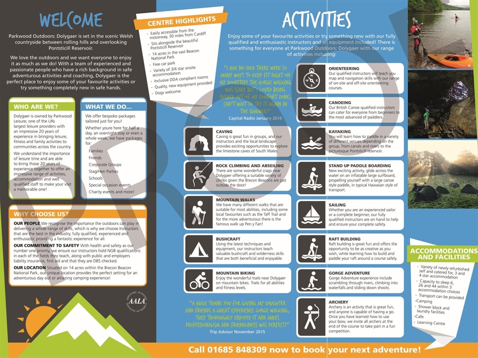 Parkwood Outdoors Dolygaer - A complete list of all activities available during your stay