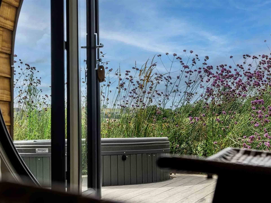sunken hot tub overlooking the Meifod valley