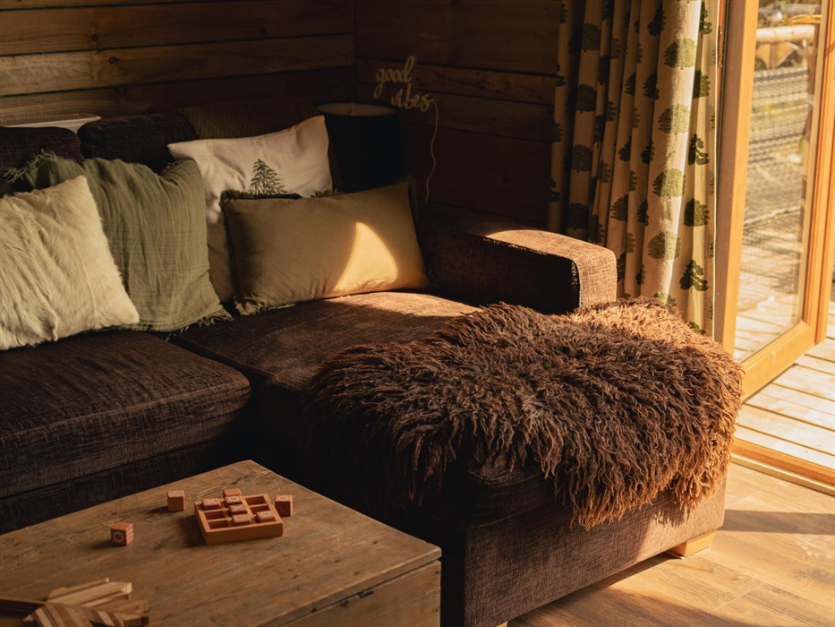 Sun streaming through the French windows