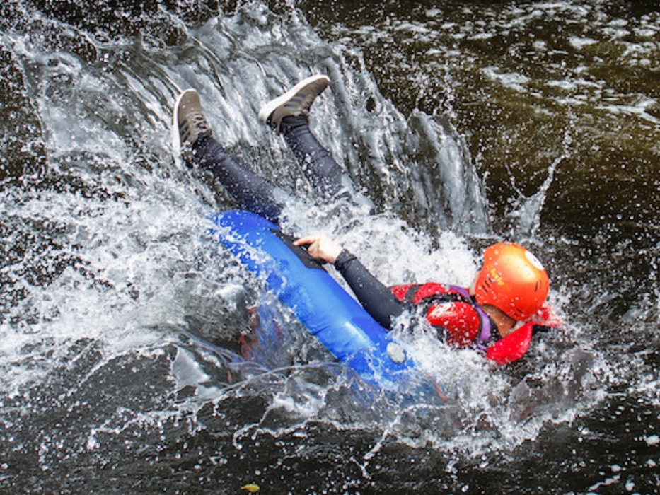 Bearded men adventures, Big splash in a river tube, llangollen