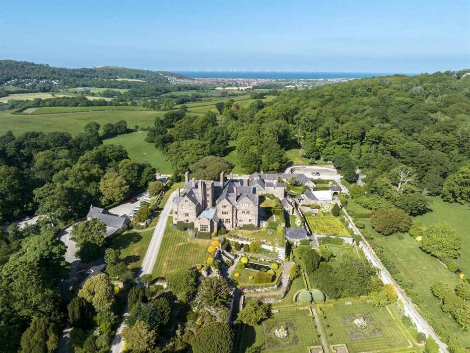 Ariel image of Hall & Gardens