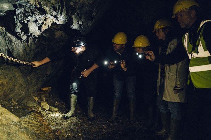 A group underground with Corris Mine Explorers