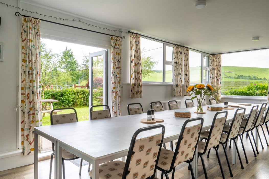 Our dining room showing the views across the fields