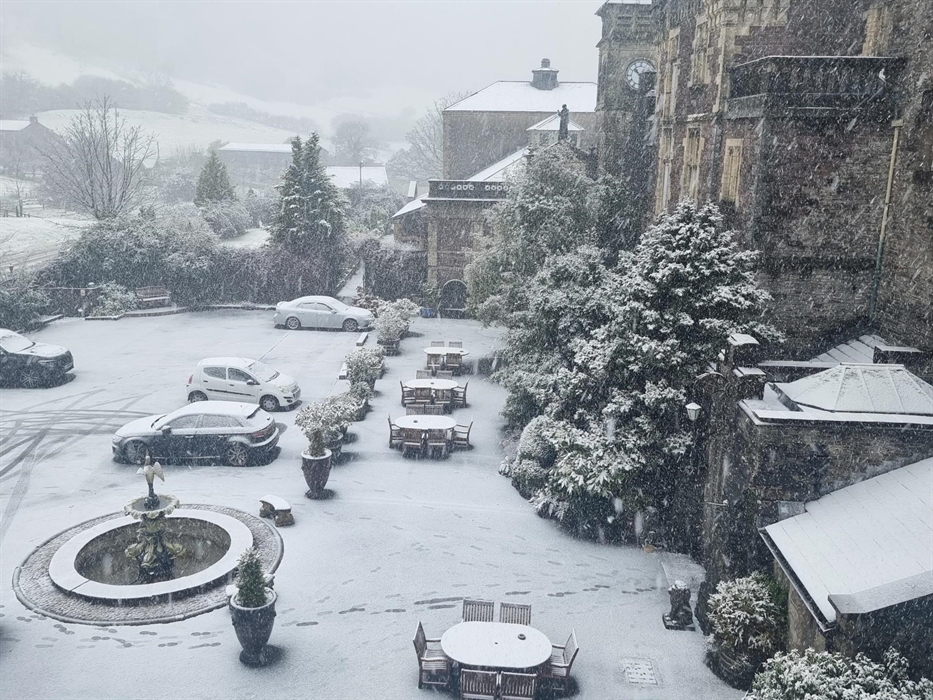 Craig Y Nos Castle in Brecon Beacons, South Wales - Dog Friendly Accommodation, B&B and Hotel. Winter and snow.