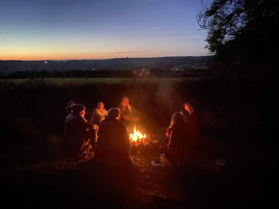 Sunset by the firepit, soon the stars will be out and appreciated in our dark skies location.