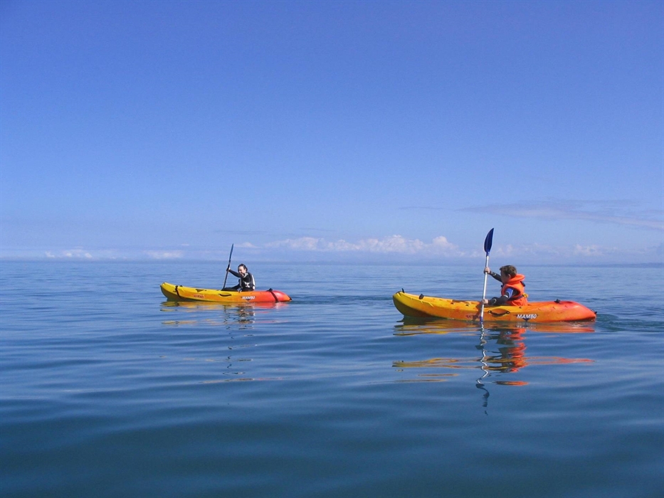 two kayakers off New Quay