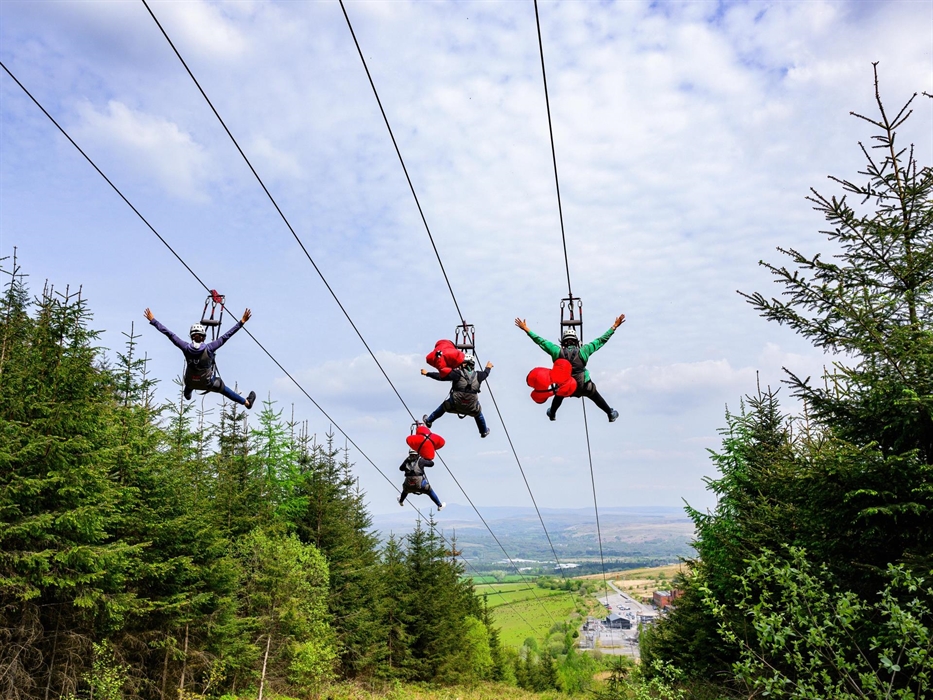 Phoenix zip line at Zip World Tower Aberdare