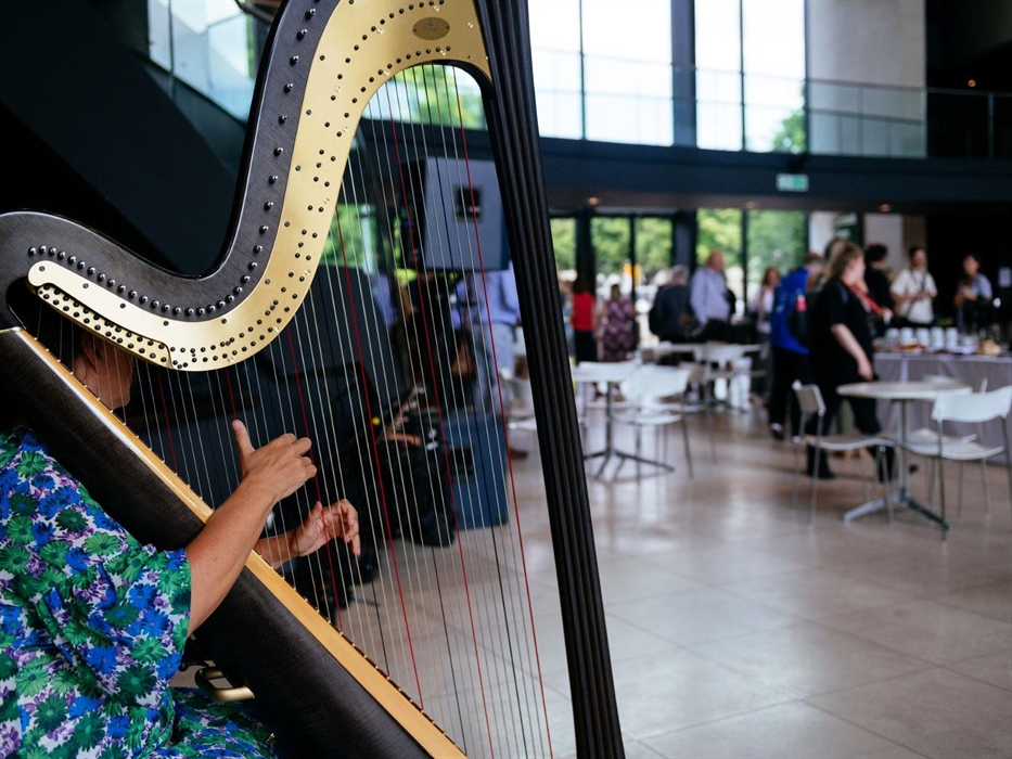 Harp music during refreshments