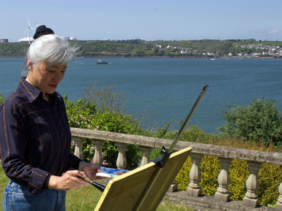 On a summer’s day, A J Ludlow Colours Watercolour Painting Café is an ideal place to paint the busy river traffic on the Milford Haven waterway.