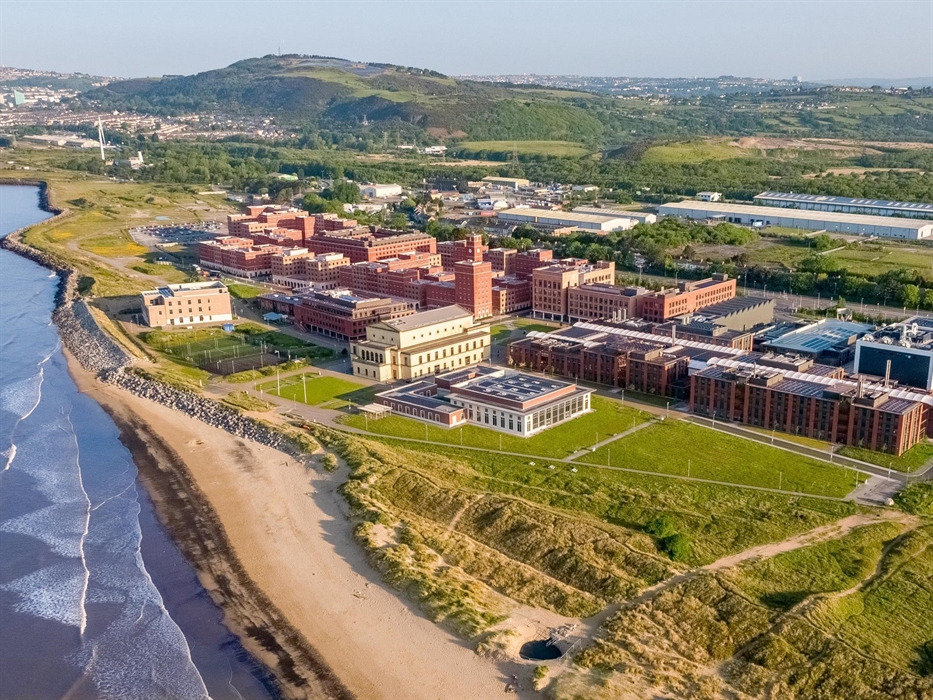 A birds eye view of the Swansea University bay campus