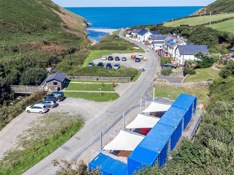 View of Cwmtydu and Ty Cwch