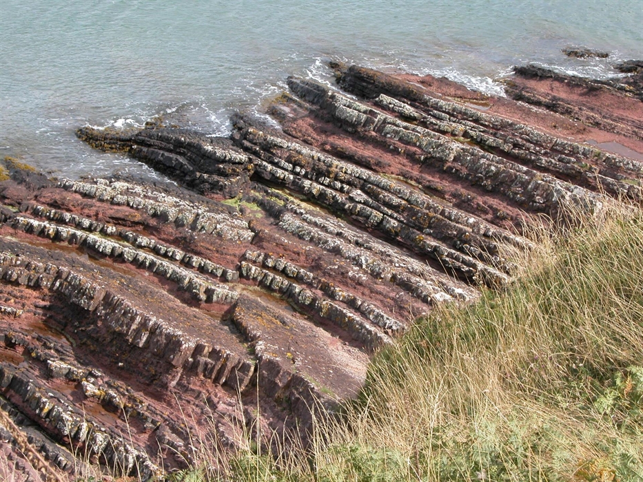 Old Red Sandstone at Lligwy - formed by a large river flowing through a desert environment - somewhat reminiscent of the Nile today