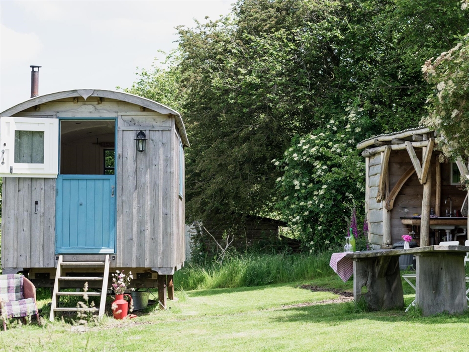 shepherd's hut outside
