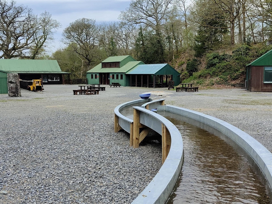 Gold Panning troughs and view of 1930s Mine Yard