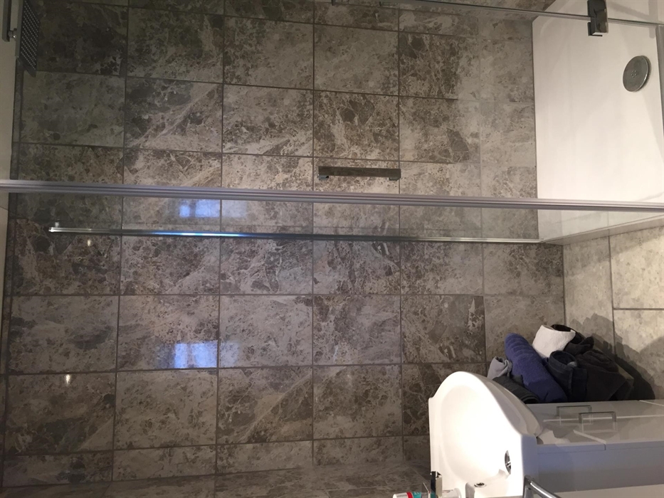 Shower, handbasin , toilet.