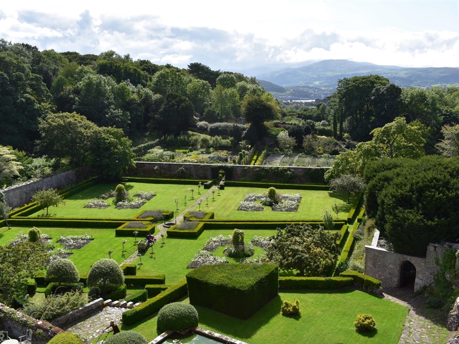 Walled Formal gardens. A view from the Main Hall