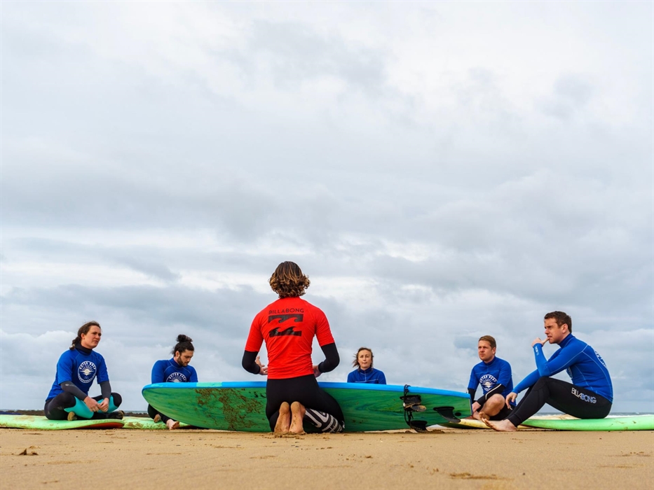 Beginner group surfing lessons with Outer Reef in Pembrokeshire, Wales