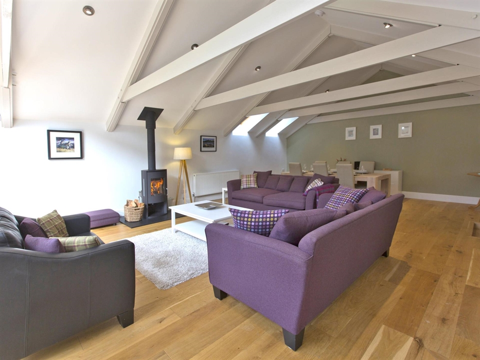 lounge with woodburning stove