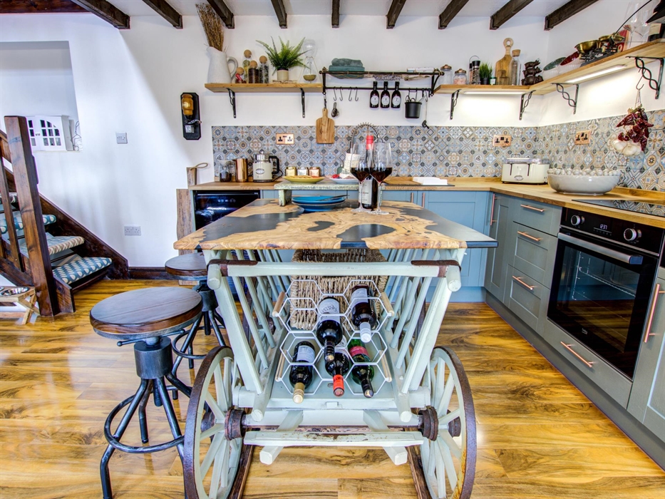 Bespoke island made from a 100 year old Welsh Farmers Milk Cart