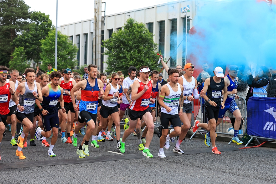 Runners at the start of the Swansea Half Marathon