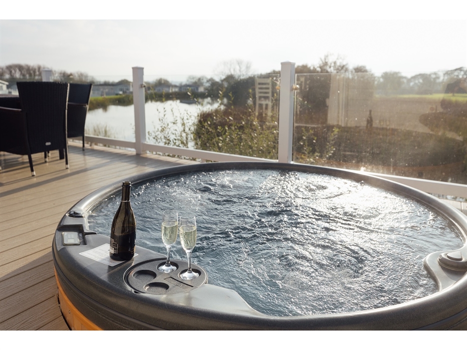 Sunken Hot Tub with Lake Views