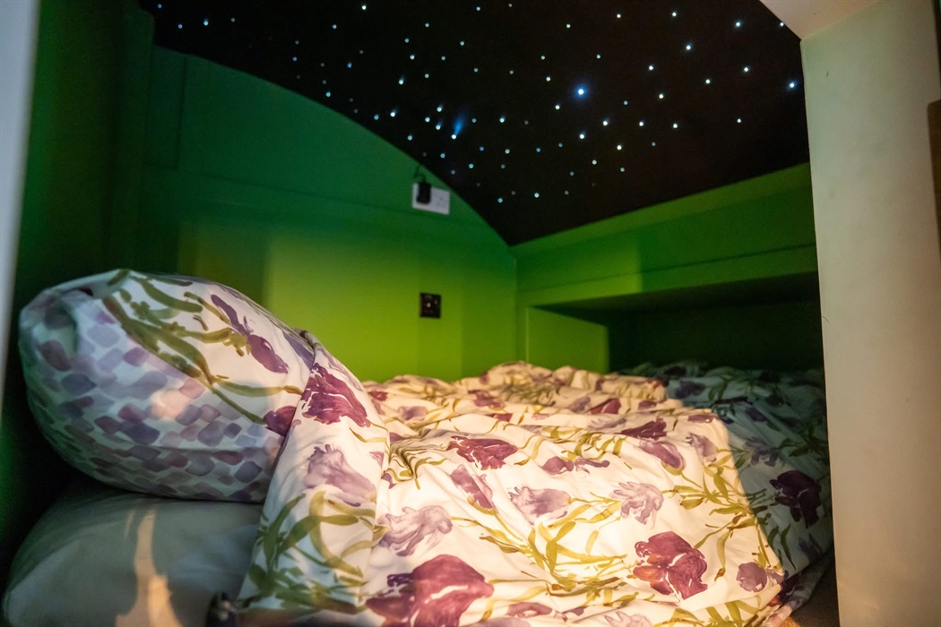 Looking into the top sensory pod, with its twinkly light (remote controlled) and they have a power socket inside for device charging. Free WiFi availa
