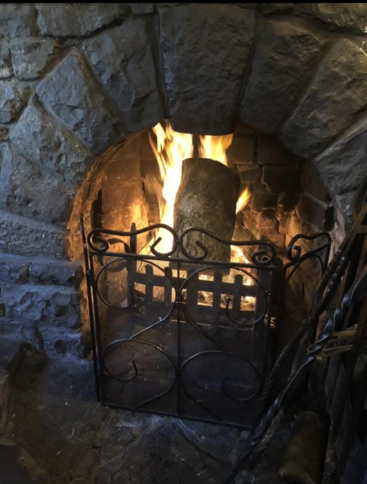 Open fire lit in the winter