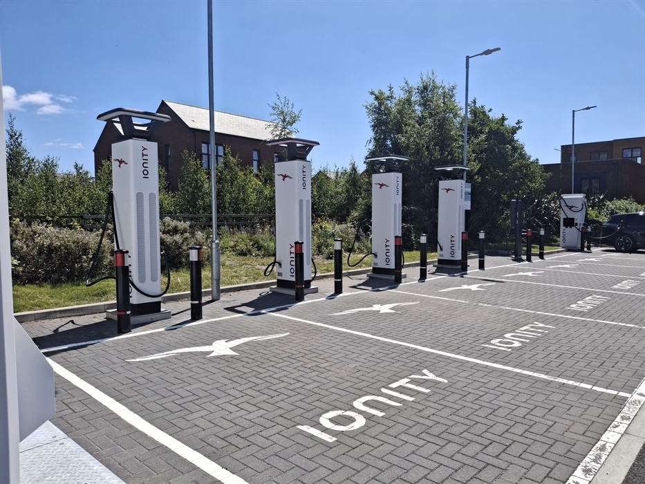 Electric vehcle chargers in a hotel car park