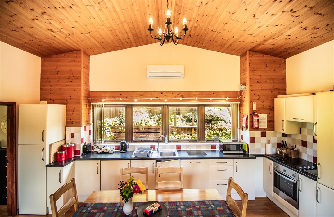 Fully equipped kitchen with built in appliances.