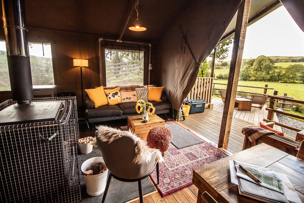 View from the Lodge over the fields and hills.