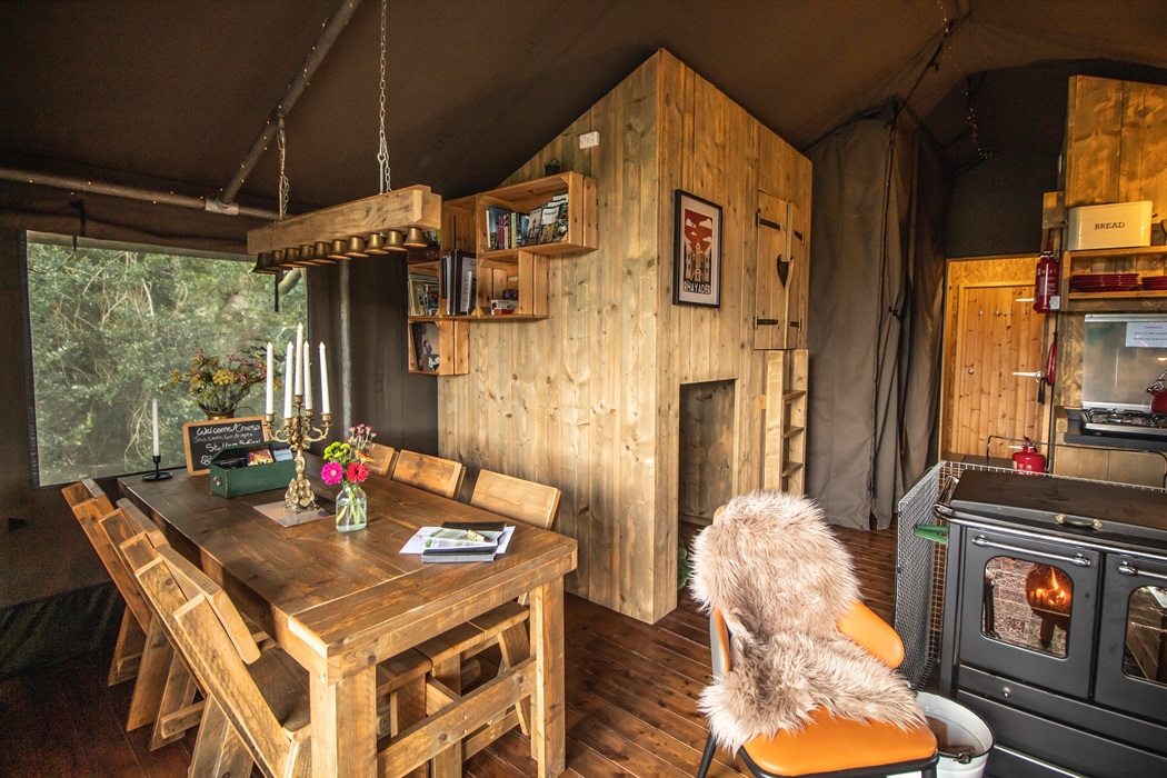 Dining table to sit all your guests. Highchair available.