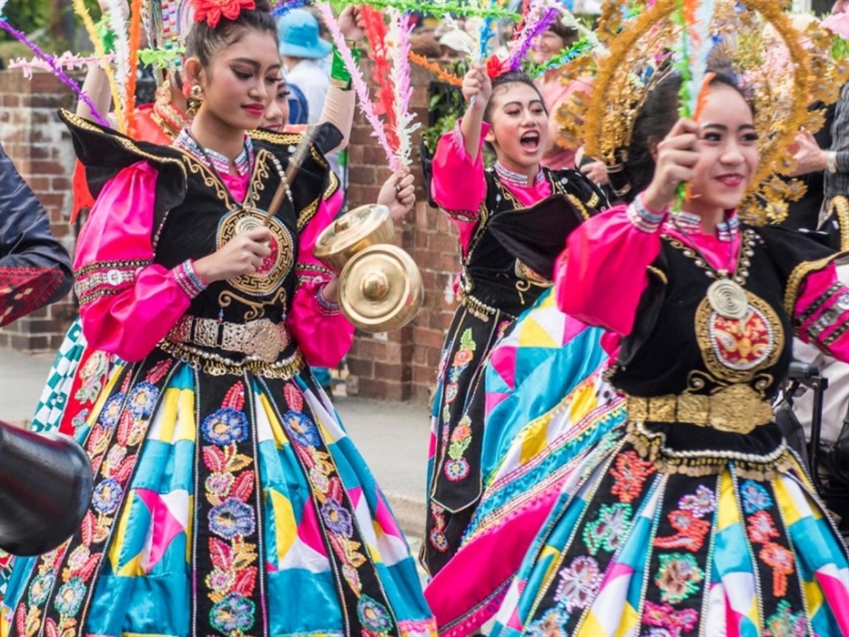 Joining the street parade Llangollen Eisteddfod