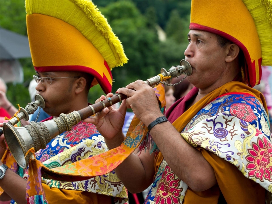 Llangollen - Tibetian Monks performing at the Eisteddfod