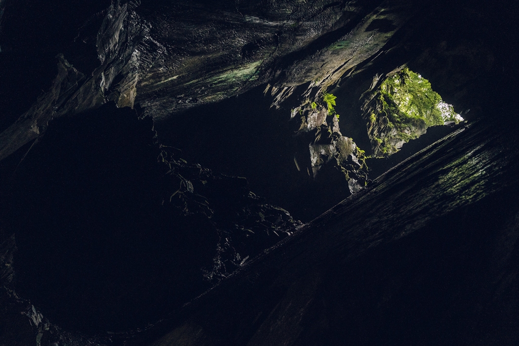 Looking up to daylight on a Corris Mine Explorers visit
