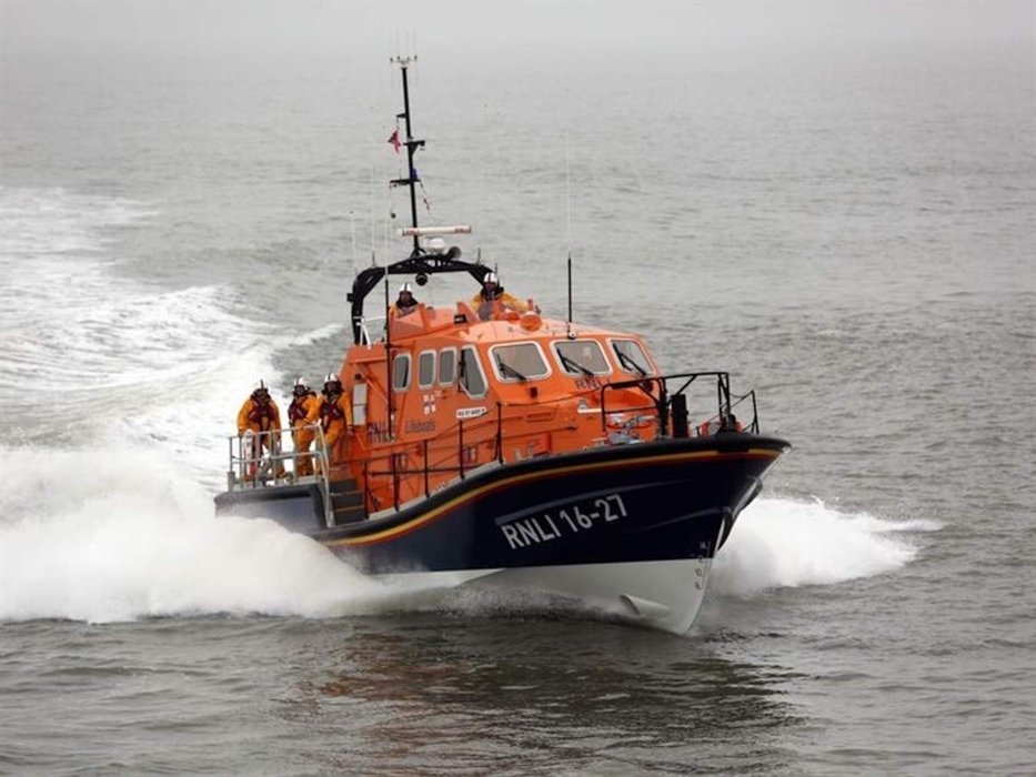 Mumbles Lifeboat in action on the sea
