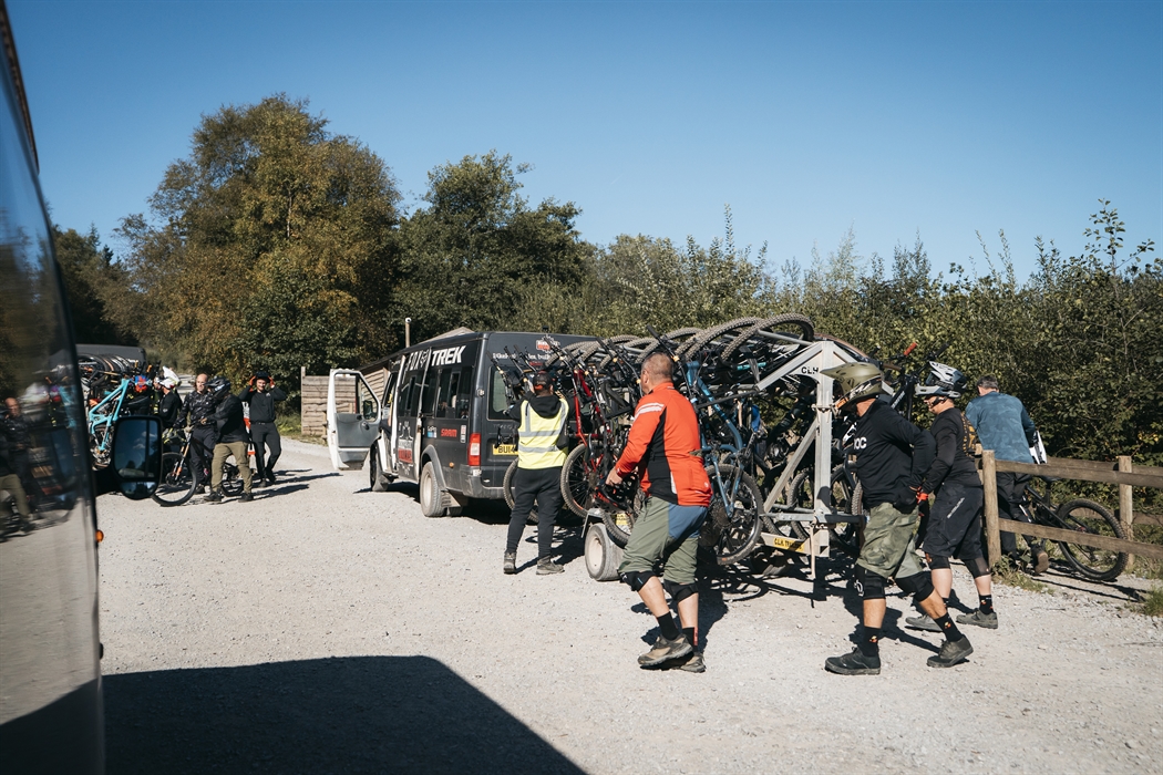 The uplift buses at BikePark Wales