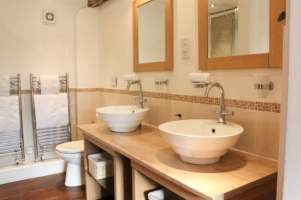 twin wash basins in the bathroom