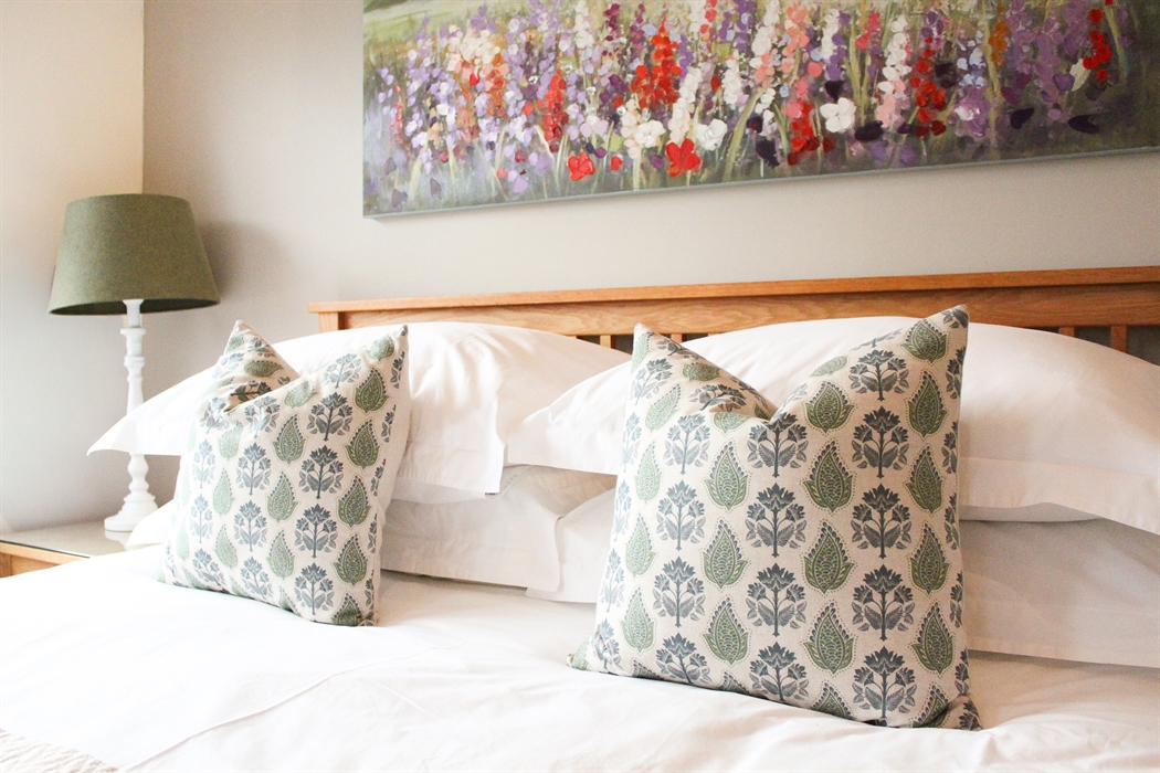 Luxury bed linen on king size bed