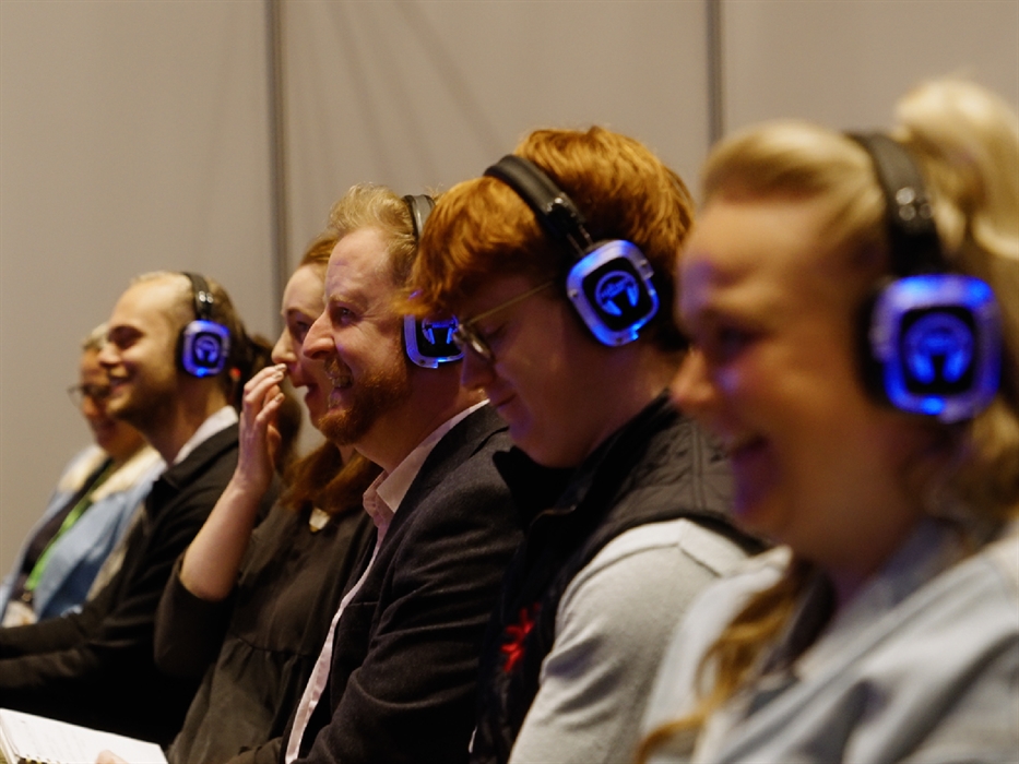 An image of Production 78 Audio Visual Equipment being enjoyed by guests attending a business event in Wales