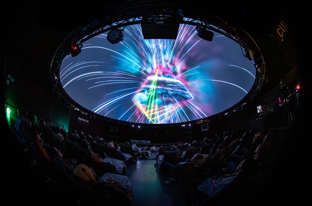 Dome screening Pink Floyd with audience