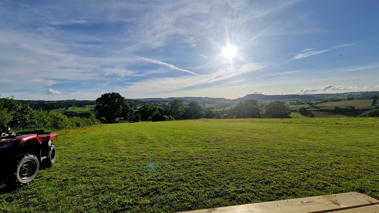 Picnic bench in the top field with far reaching views