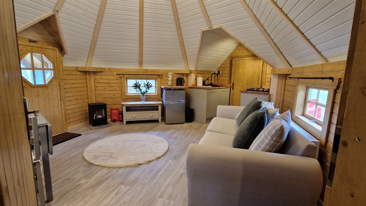View from the bedroom, towards the kitchenette and shower room