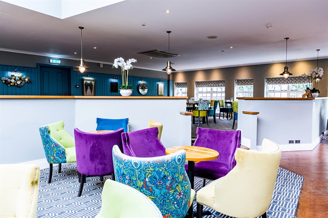 Interior of Oscar’s Brasserie at Rossett Hall Hotel.