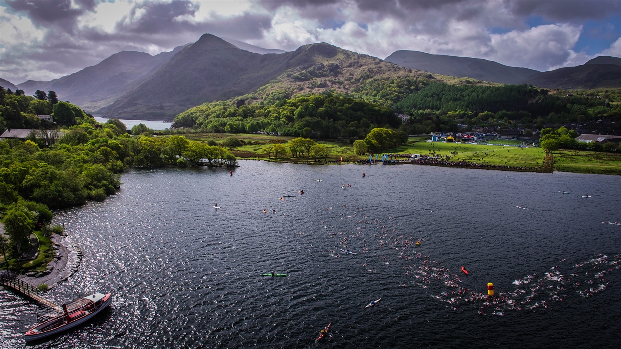 Arial view of the Slateman swim