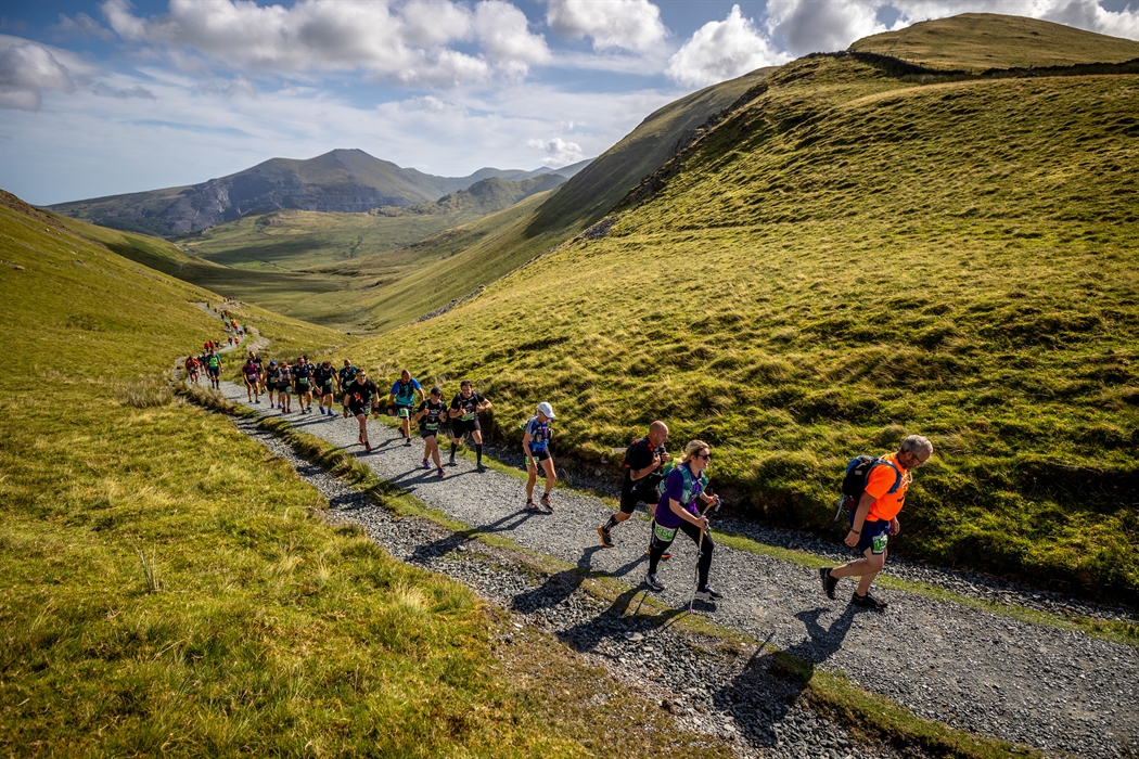 Trail Marathon Eryri runners in Maes Gwm