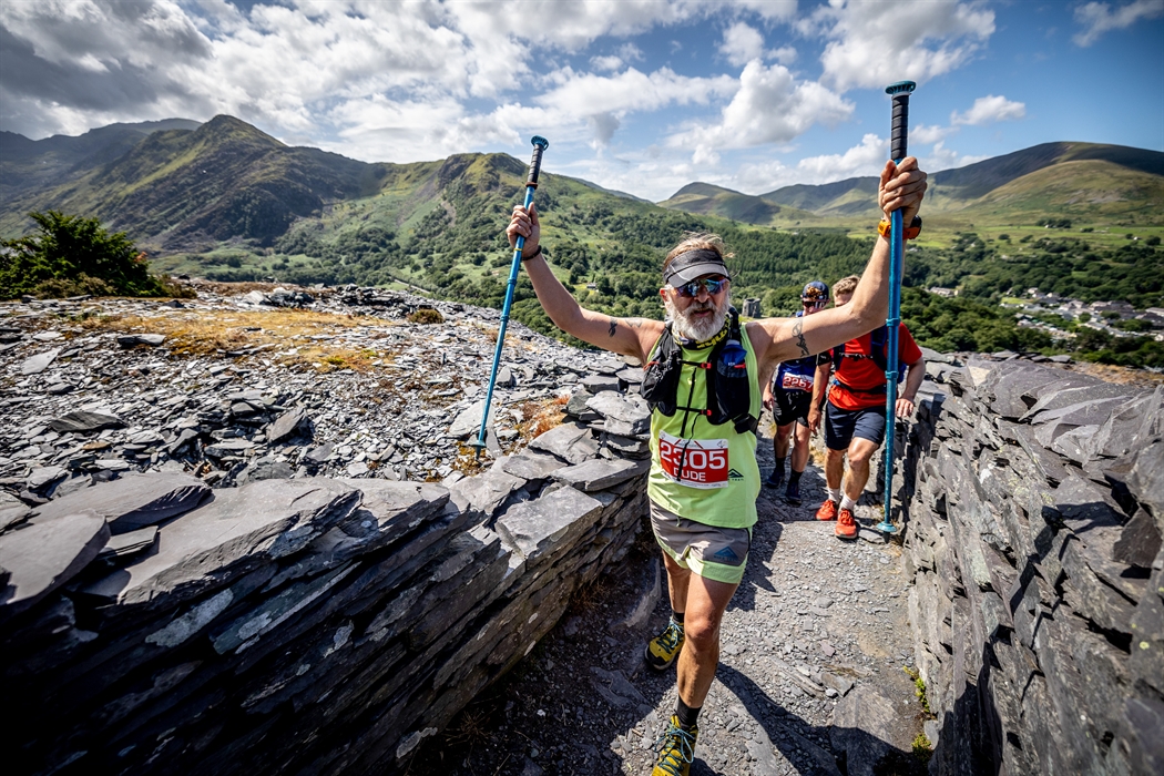 Trail Marathon Eryri runner in Dinorwig quarry